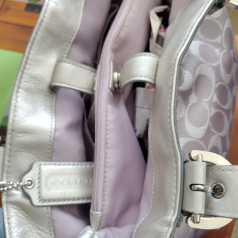 Coach Soho North South Metallic/Lavender Signature Tote Bag - Picture 9 of 11